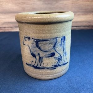 Rowe Pottery 1992 Salt Glazed Cow Crock, Cambridge Wisc.